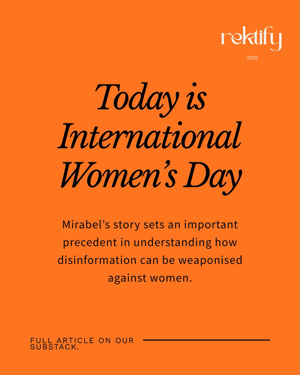 rek_tify's tweet photo. False allegations are rare.
Disinformation is not.

On International Women’s Day, we examine how online narratives can be weaponised against women.

Full article on our Substack. 

https://t.co/ebBnlTDwIx

(A thread) https://t.co/FyIpXEryvy
