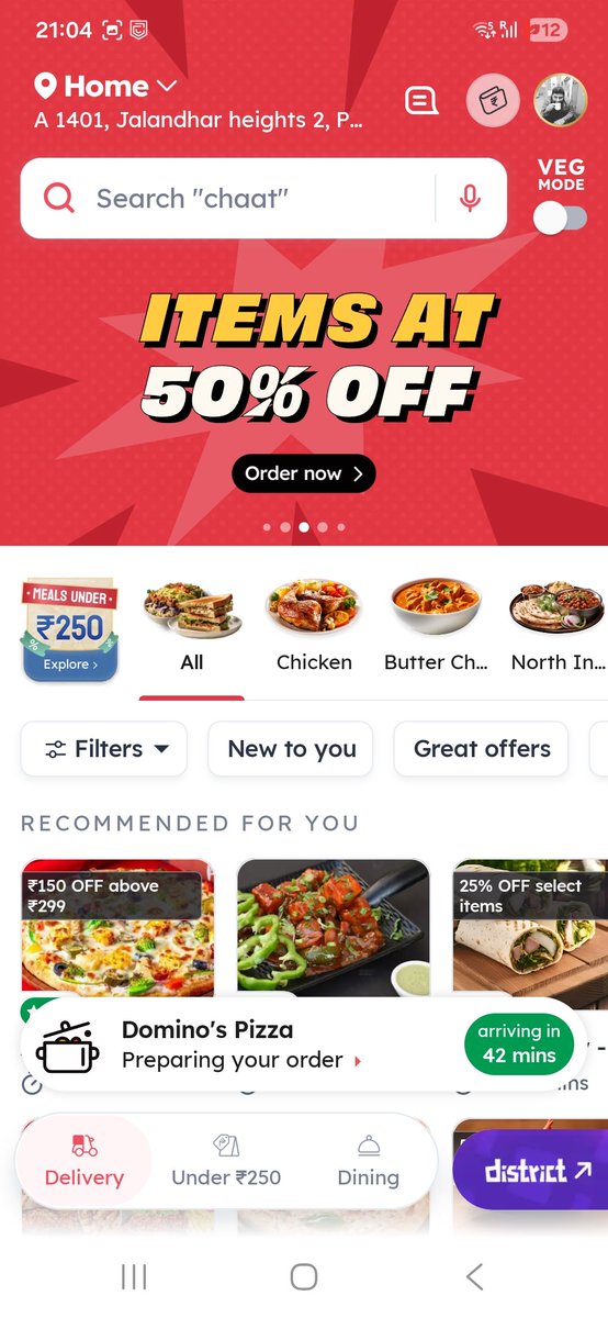 sagar1311's tweet photo. @zomatocare @dominos_india how does a same order is arriving in 42 mins and 18 mins after more than 1 hour. Cant talk to zomato customer care and the restaurant is not picking up the call. https://t.co/t8hEkrWSne