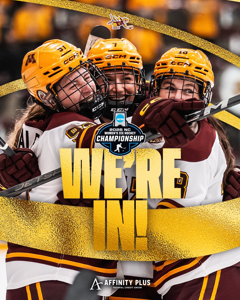 GopherWHockey's tweet photo. 𝐖𝐞'𝐫𝐞 𝐈𝐍!! 〽

The #Gophers earn the No. 4 seed in the 2026 NCAA Tournament! https://t.co/yMboVeMQAE