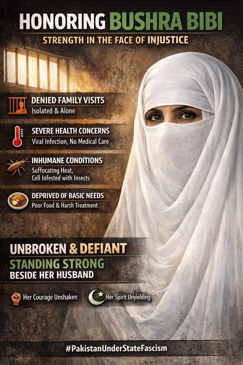“It is not our tradition to target women and children. Our religion mandates mercy toward women even during warfare, yet here they are being persecuted purely out of political vendetta. Bushra Bibi, my wife, has been subjected to solitary confinement purely because of personal