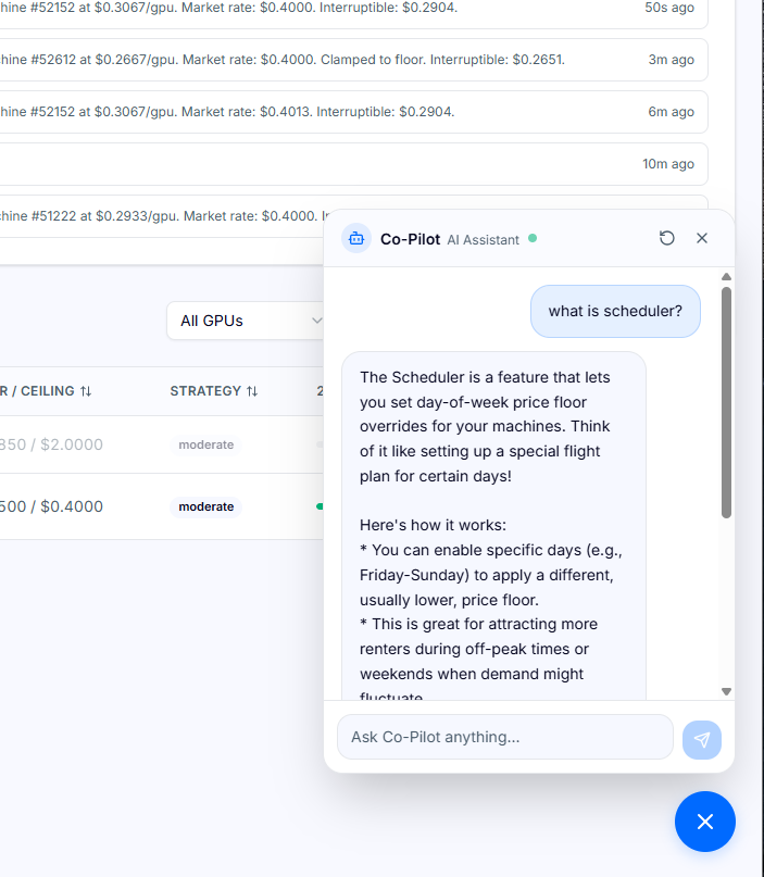 GPU Autopilot now has an AI Co-Pilot built in. 🤖 Ask it anything ...