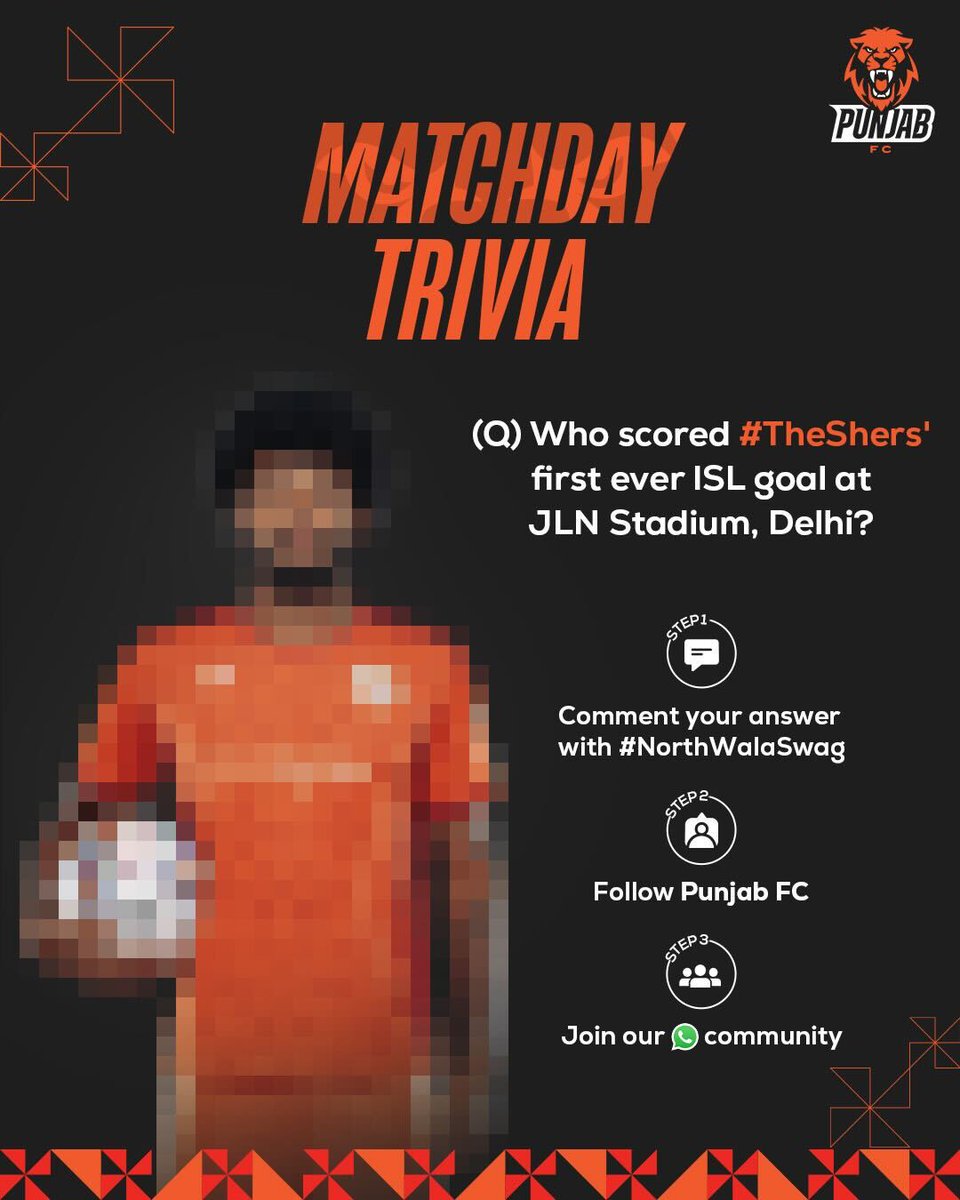 RGPunjabFC's tweet photo. True fans with true swag, this question is for you 😎🦁

#ISL12 #NorthWalaSwag #TheShers #PunjabFC #PFCNEUFC https://t.co/5ZnRkWkYmZ