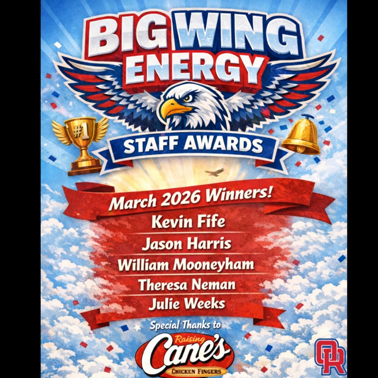 ORWarEagles's tweet photo. The month of February Oak Ridge High School Big Wing Energy awards for our outstanding teachers!!

Let's give these teachers a big round of applause for their support and great work with our students!!

CA-CAW!!! https://t.co/7CXjabN0Qg