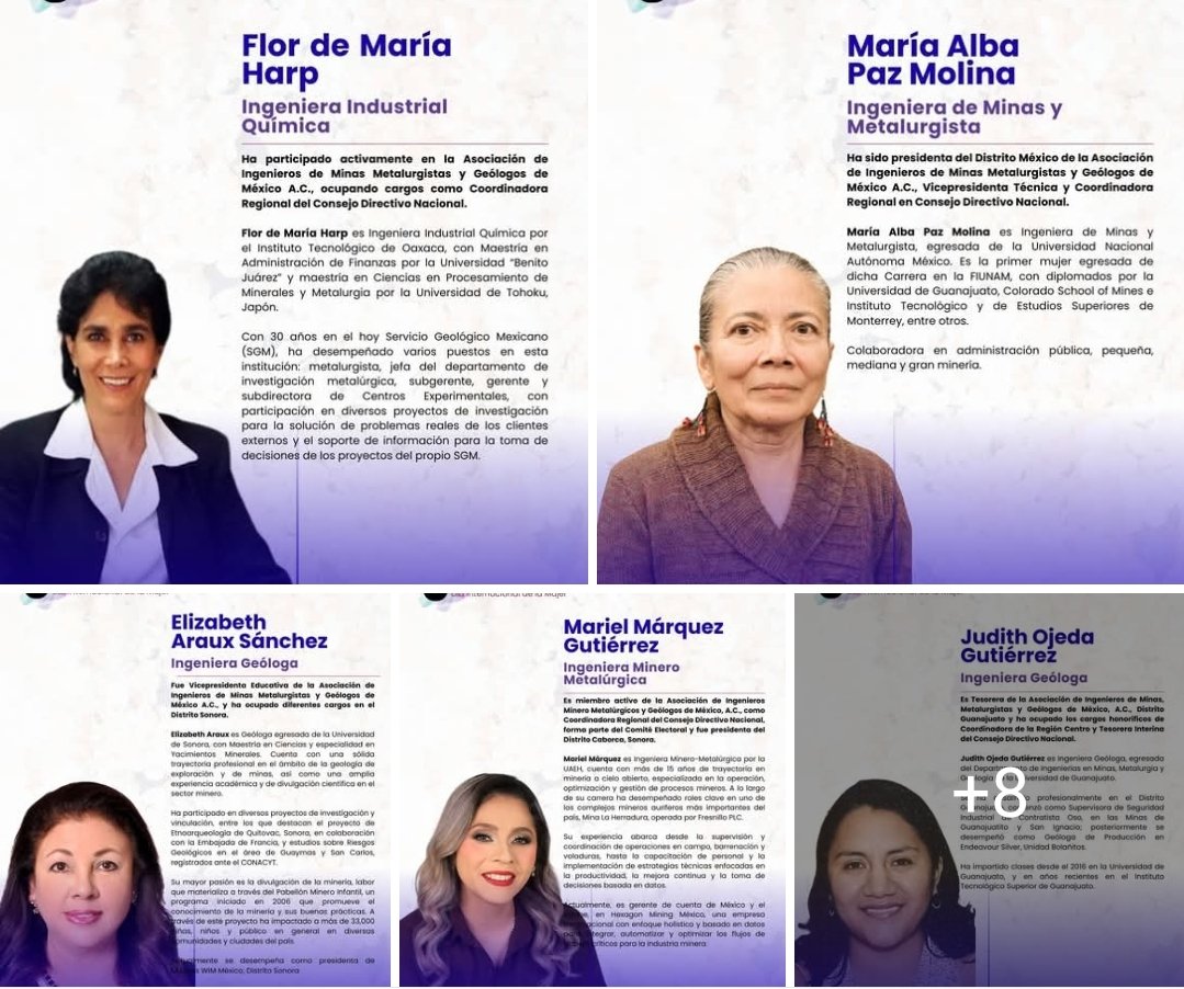 AIMMGM_Nacional's tweet photo. #Hoy #8M #DíaInternacionalDeLaMujer Reconocemos el compromiso invaluable de nuestras socias, su labor es fundamental para para transformar la industria hacia un modelo mas inclusivo y sostenible. 

#Inclusión #MujeresMineras #Liderazgo 
👇
https://t.co/CaH8Hmi48o

@AimmgmCap @AimmgmD @AIMMGMSonora @CEdeMineriaMX @WimMexico @Camimex_Oficial @SGMexicano