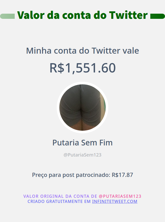 PutariaSem123's tweet photo. Meu valor no Twitter é: R$1,551.60

➡️ https://t.co/a4Vai5pQpl https://t.co/vmUSuDF3Kw