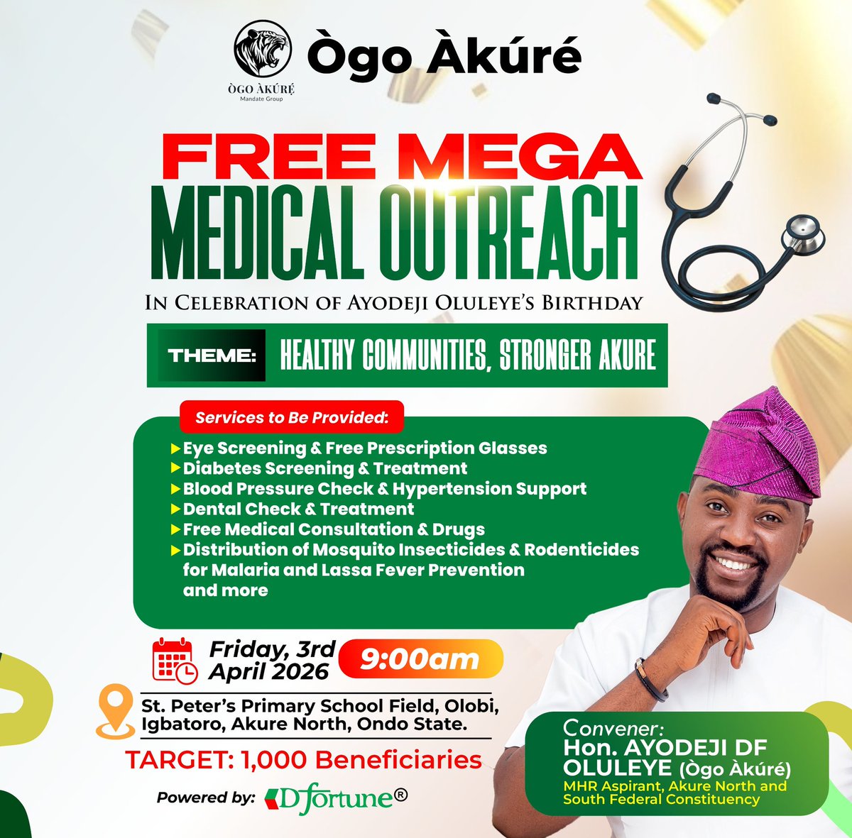 Ayodejifortune's tweet photo. Ògo Àkúré Announces Free Medical Mission for Akure Residents*

*Click here*👇
https://t.co/nwxK82n2nn https://t.co/Nl0S4LKL3k