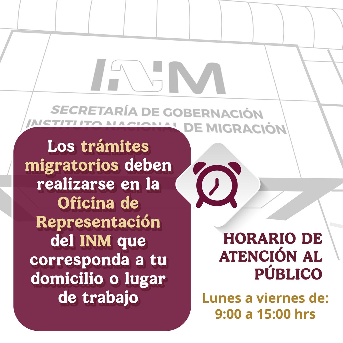 INAMI_mx's tweet photo. El @INAMI_mx cuenta con Oficinas de Representación en los 32 estados del país. Consulta la más cercana a tu domicilio y los horarios de atención. 📍
🔗 https://t.co/zVeHz006mH
¿Dudas?
Llámanos al Centro de Atención Migratoria
📞800 00 46 264
#INMContigo https://t.co/A9HPsaZncY