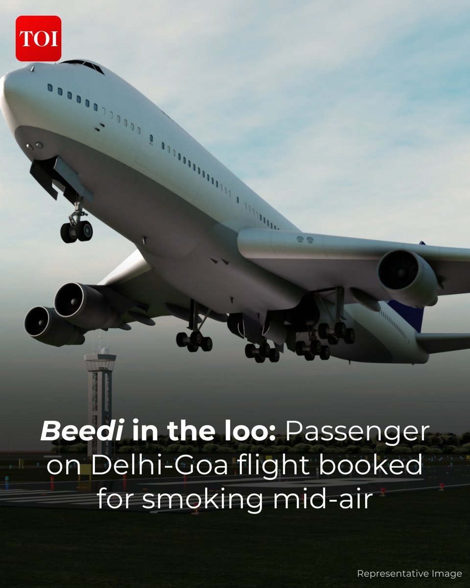timesofindia's tweet image. A passenger has been booked for allegedly smoking a #beedi inside the lavatory of a #Delhi-#Goa flight, police said. He was also found carrying a lighter. 

Read here 🔗toi.in/tY8KuY