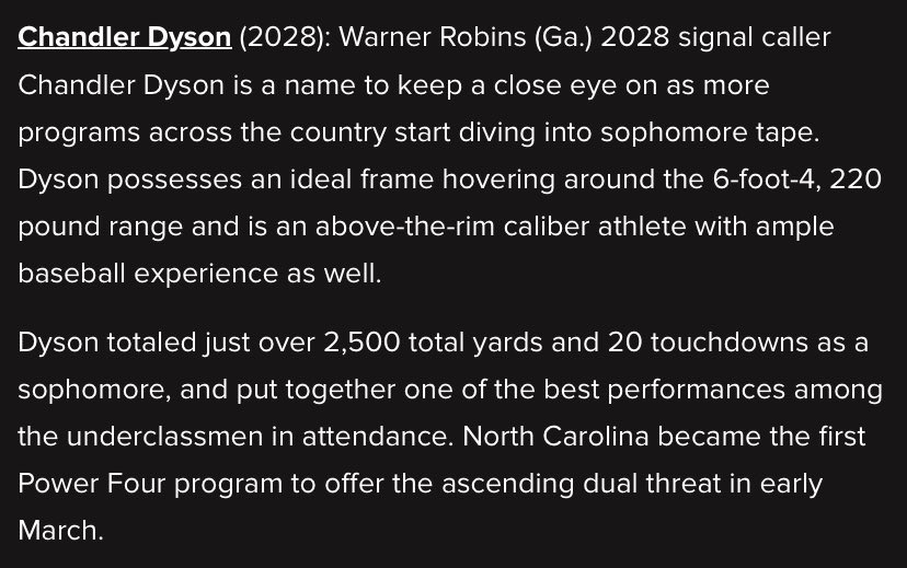 Chandler Dyson ‘28 QB tweet media