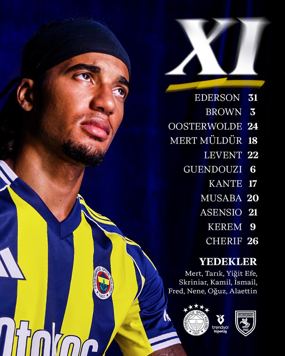 Fenerbahce's tweet photo. 📋 Samsunspor maçı ilk 11'imiz belli oldu. 

#FBvSAM https://t.co/ykke23YYpE
