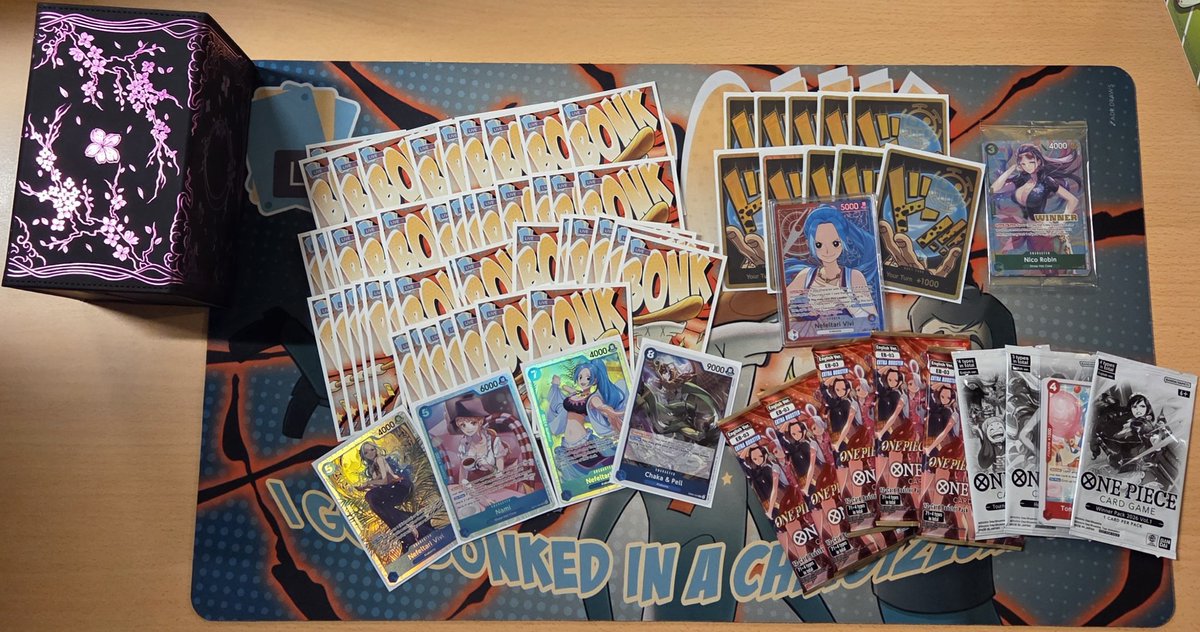 #3 Winner Robin, 1 to go. Played the same 50. Full Bonk sleeves.
Matchups:
R1 Belo Betty
R2 Boa
R3 Boa
R4 Green Bonney
R5 Mirror
#onepiecetcg #optcg