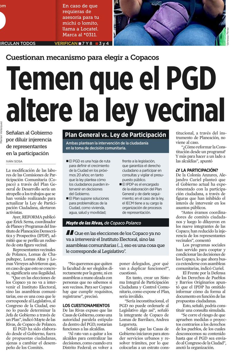 El #PGD Plan General de Desarrollo de la #CDMX en consulta pública, establece reformar la ley para dejar a nivel constitucional una Ley Integral de Participación Ciudadana y Control Territorial totalmente regresiva sin #COPACOS ni sin el <a href="/iecm/">IECM</a> validando. <a href="/onuhabitat/">ONU HABITAT América Latina y El Caribe</a> <a href="/UNHABITAT/">UN-Habitat</a>