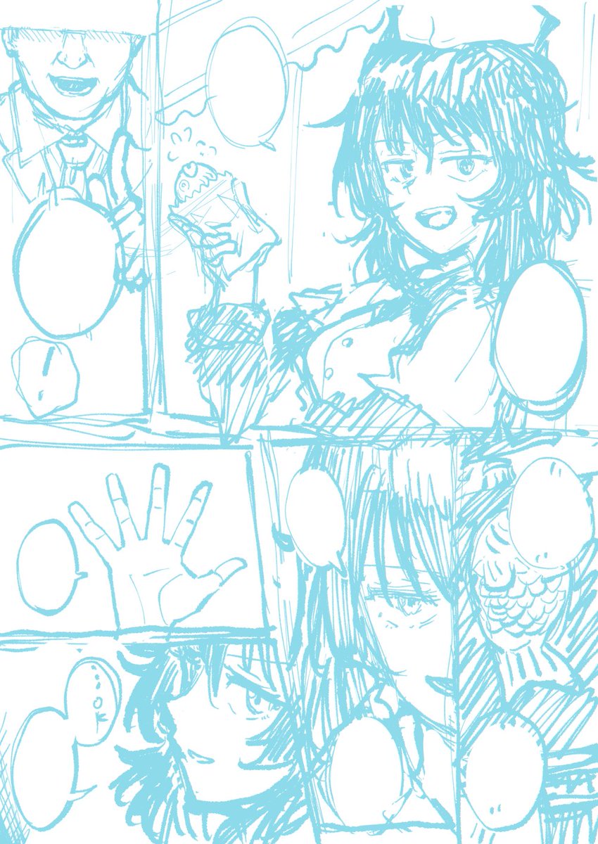 安藤くんのタイヤキ漫画導入ラフ🤔 