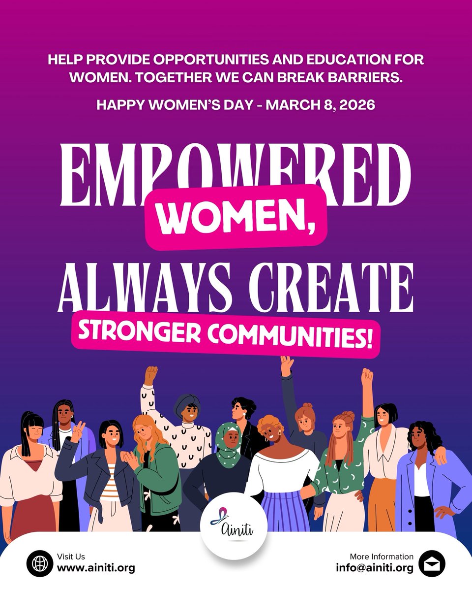 Ainitiorg's tweet photo. This Women’s Day, let’s not just celebrate strength.
Let’s fund it. Teach it. Protect it. Multiply it. 💜

Because when a woman rises,
she doesn’t rise alone.

#ainiti
#womensday2026
#empoweredwomen
#educationforwomen
#strongercommunities https://t.co/S5g4YlOLWj