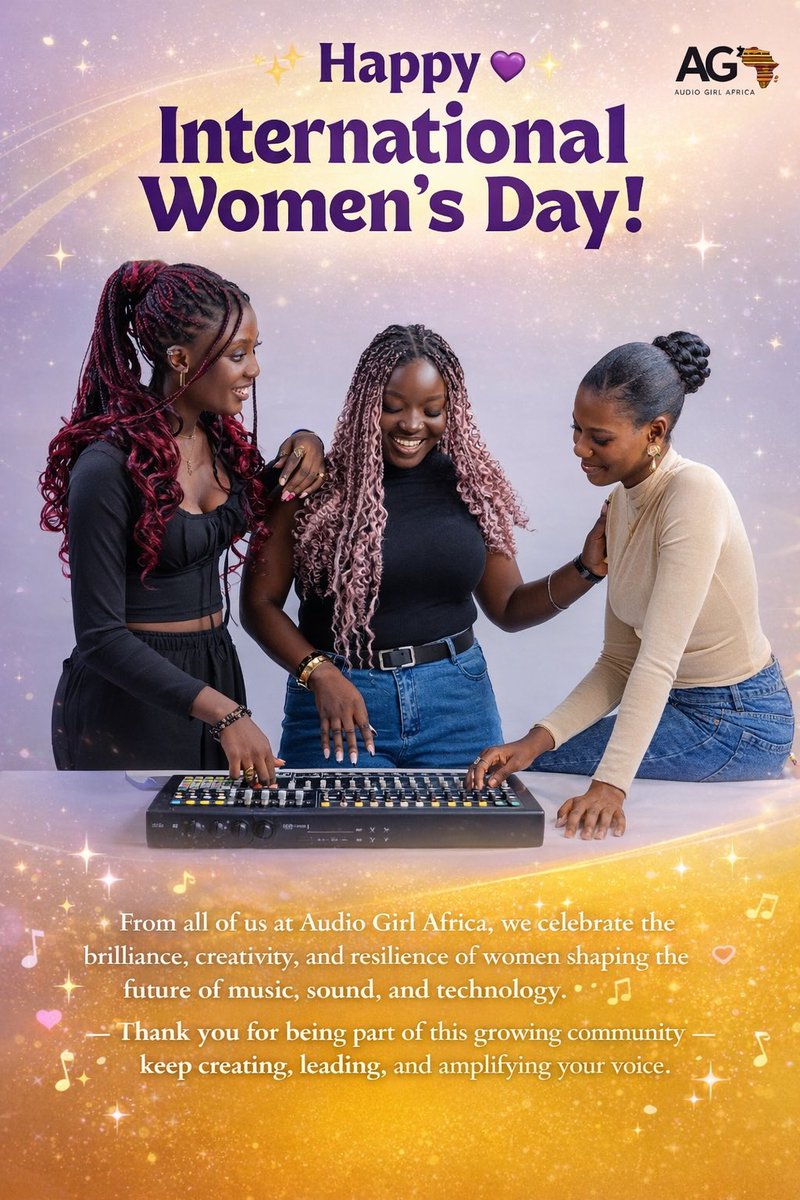 Happy International Women’s Day 💜

Today we celebrate the women creating, producing, engineering, and shaping the future of music, sound, and technology.

Thank you for being part of the Audio Girl Africa community.

#internationalwomensday #audiogirlafrica💜 #womeninmusic