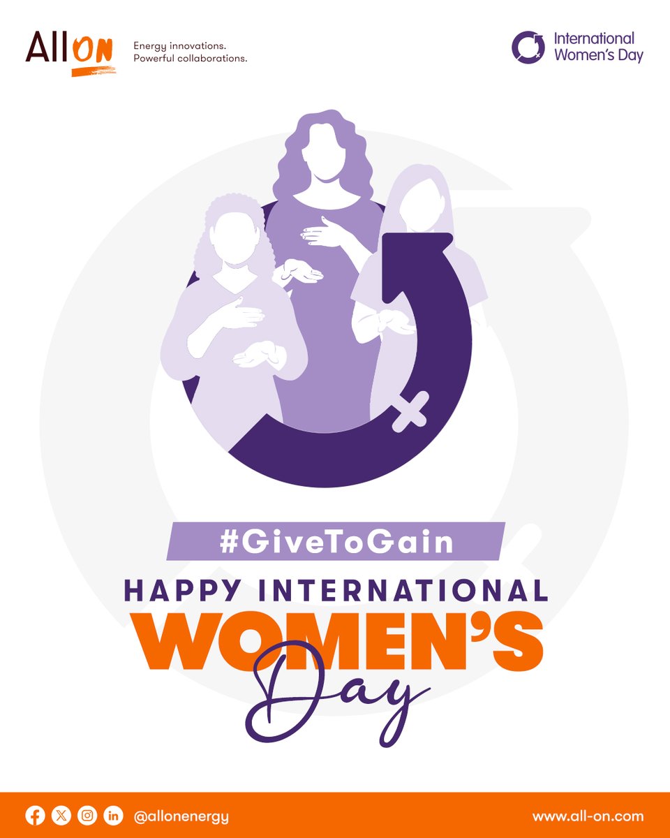 AllOnEnergy's tweet photo. This International Women’s Day, we celebrate the women driving innovation, powering communities, and shaping a more inclusive energy future. Because when women gain, everyone moves forward. #GiveToGain #InternationalWomensDay https://t.co/nn2ckoJdLM