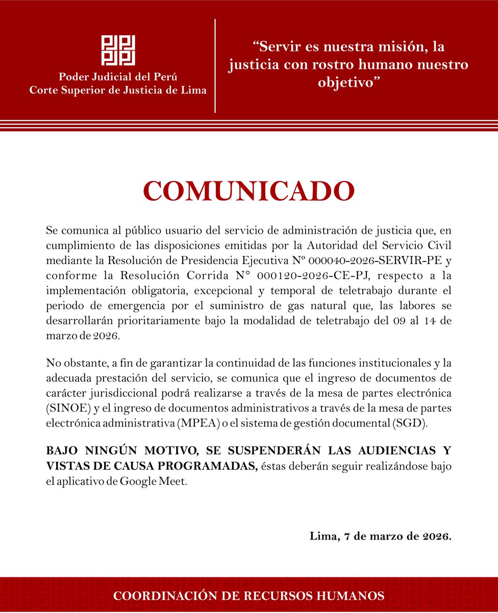 Corte Superior de Justicia de Lima tweet media