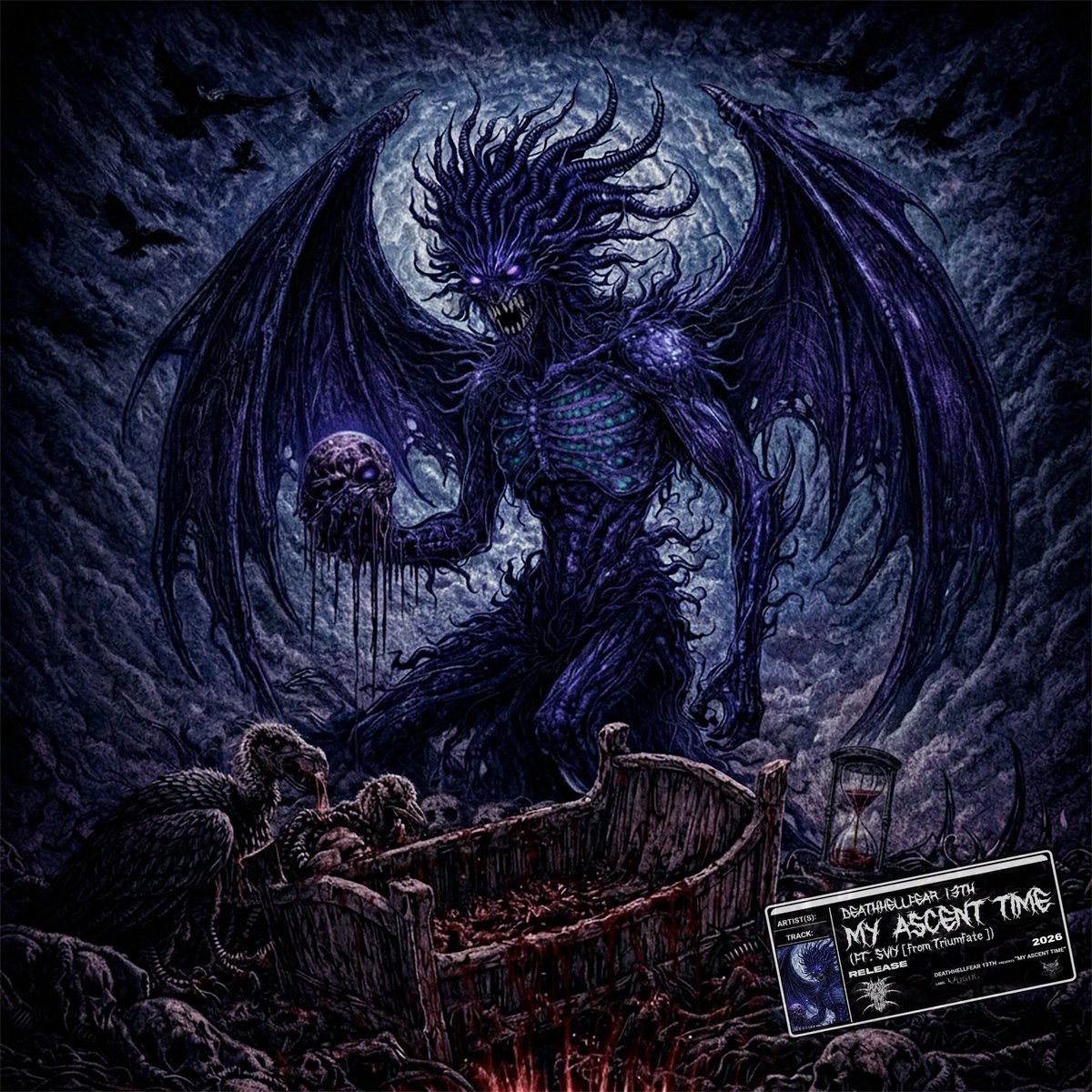 vugulmusic's tweet photo. OUT NOW ☠️🩸

DEATHHELLFEAR 13TH FT. SVIIY (from Triumfate) — "MY ASCENT TIME"

A devastating fusion of Heavy Dubstep, Metalstep &amp; Deathstep. Pure sonic violence released via VUGUL.💀🩸

Stream the carnage here ⚙️🩸
https://t.co/U1UAi0DMzi

#Tearout #Metalstep #Deathstep #Dubstep https://t.co/iywbEcMYN9