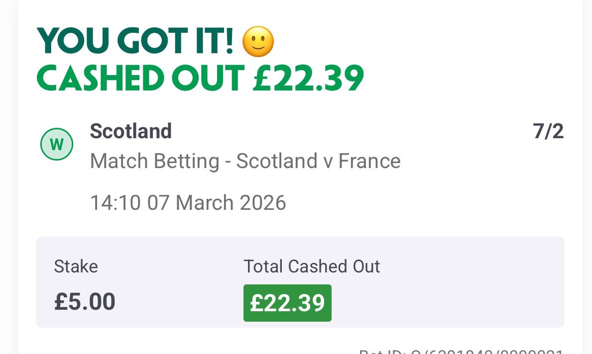 dwrees's tweet photo. @LeeJarvis10 I expected it.   Bookies didn’t make any money from me 😉 https://t.co/cGNuhlYDvj