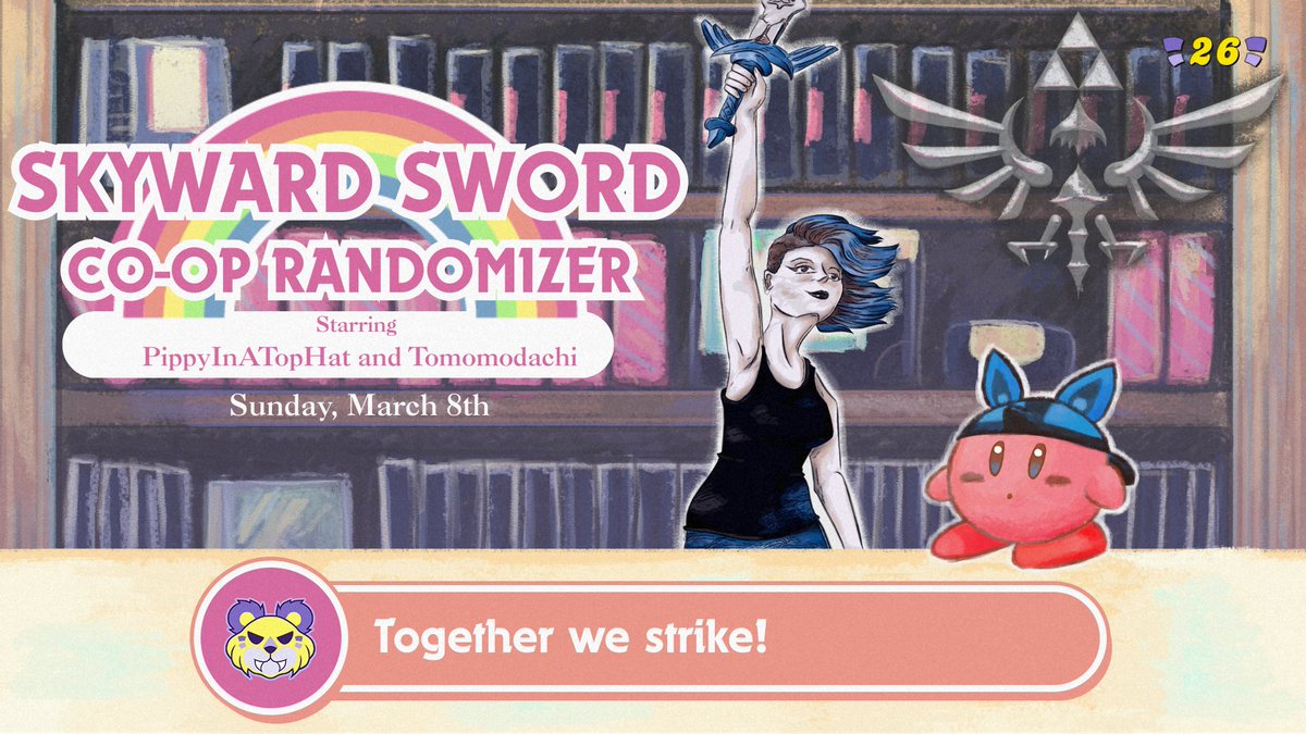 Hey hey!
Me and <a href="/Tomomodachi1226/">Tomomodachi🔜Frost Fatales 2026</a> are gonna be doing Skyward Sword Randomizer on Frost Fatales 2026 live in studio!

The event is live and starting soon on twitch.tv/gamesdonequick