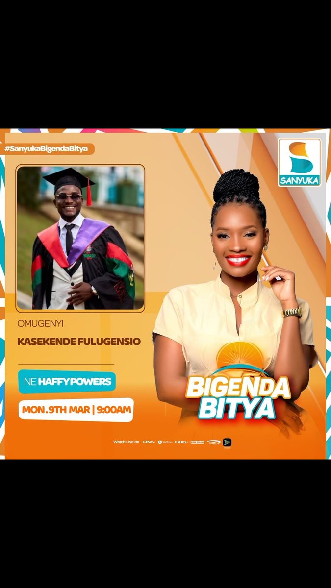 Catch us live on <a href="/sanyukatv/">Sanyuka TV</a> tomorrow at 9:00 AM on the program “Bigenda Bitya”
We’ll be diving deeper into my academic journey; how I managed to graduate as a medical doctor despite my father’s humble income as a boda boda rider. Tune in!