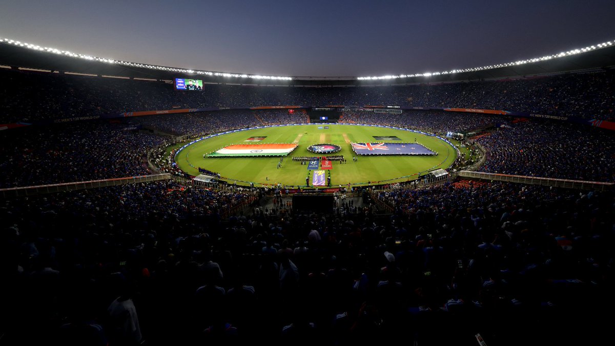 ICC's tweet photo. Electric atmosphere in Ahmedabad for the #T20WorldCup Final 😍

Tune in to watch LIVE action, broadcast details 📺 https://t.co/NPykWM7qqY https://t.co/0lVQULrPeL