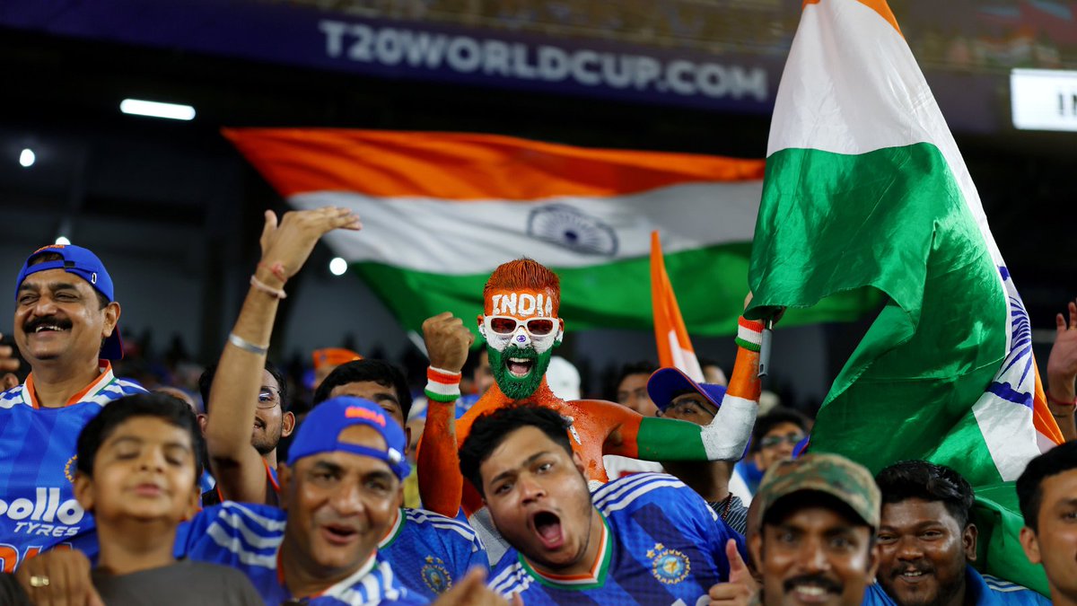 ICC's tweet photo. Electric atmosphere in Ahmedabad for the #T20WorldCup Final 😍

Tune in to watch LIVE action, broadcast details 📺 https://t.co/NPykWM7qqY https://t.co/0lVQULrPeL