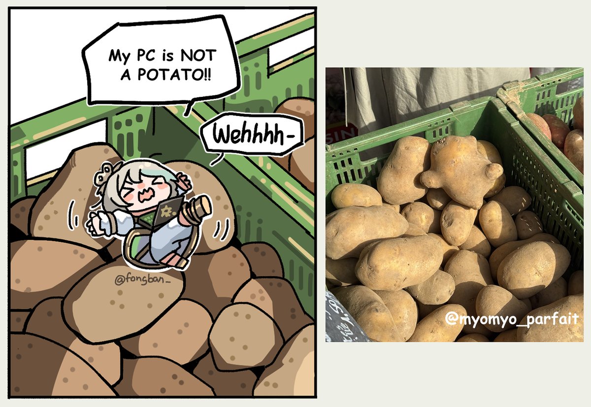 Fongban_'s tweet photo. How adorable a potato🥔
#Immergination https://t.co/BdQPdnFRdK