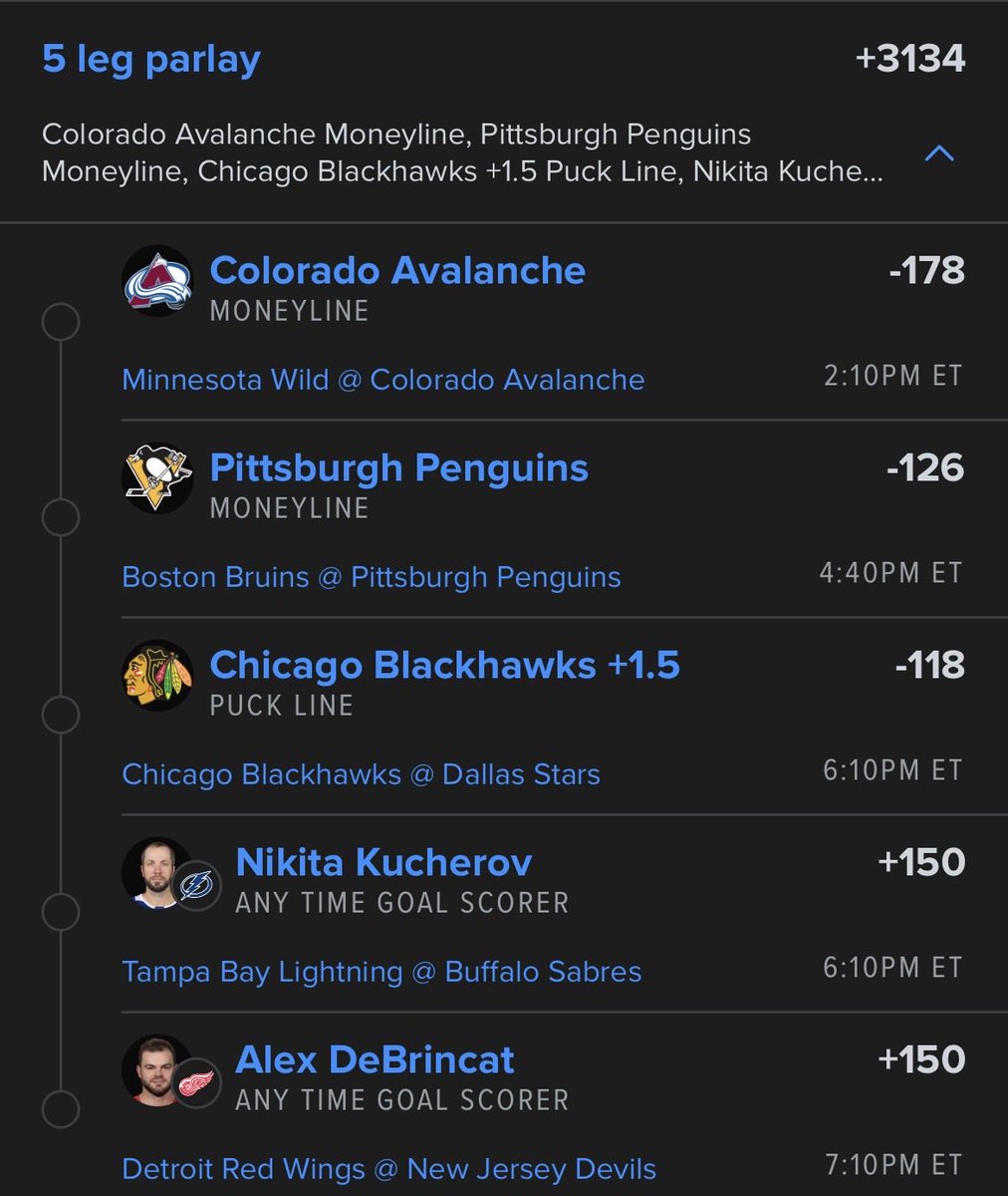 SpinwheelBets_'s tweet photo. #NHL 5 LEG LOTTO🔥

DUMB ODDS +3134🤑🤑🤑
LETS RUN A GIVEAWAY WHEN THIS HITS✅

Follow for FREE picks https://t.co/HSyc3W0PSV