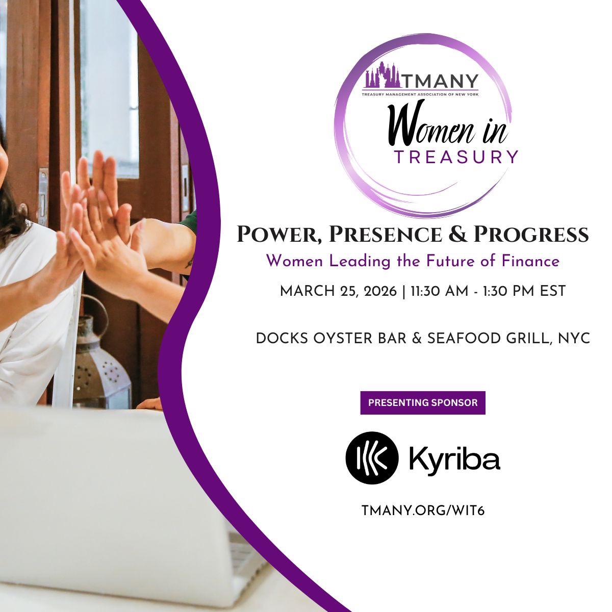 TMANY celebrates International Women’s Day!  Come celebrate in person with us later this month. Only a few seats remaining!