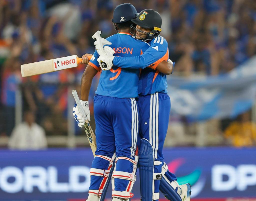 Political1526's tweet photo. Sanju Vishwanath Samson 🔥

Shivam dube sanju Samson Abhishek sharma 
#IndiaVsNewZealand
#indvsnz
#T20WorldCup2026final 
#T20WorldCup https://t.co/yCa747CLCe