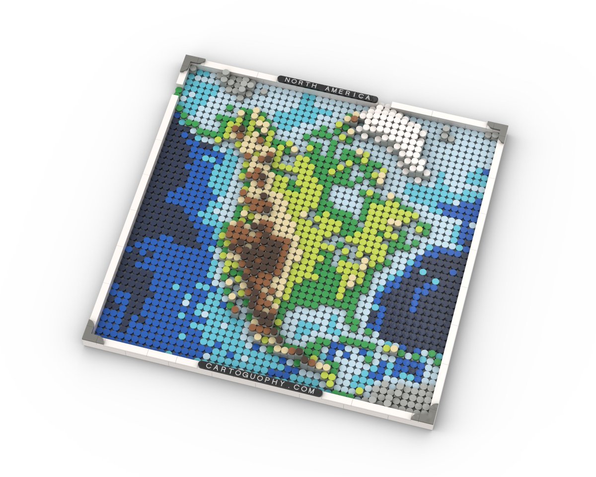CartoGuophy's tweet image. Recently I tested a new design style for my North America #LEGO #topographic map, but I am not sure which works better. Which do you prefer?🤠

A. Individual round tiles
B. Continuous surface tiles