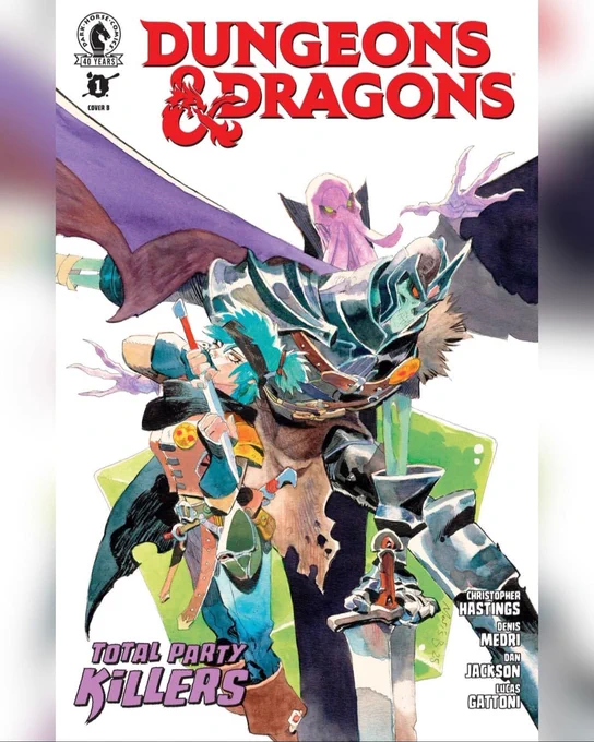 My watercolor cover for DnD: Total Party Killers #1 ! out on July thru !