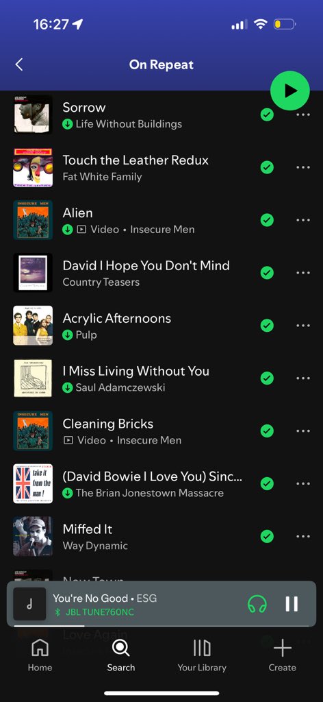 dogsonacidd's tweet photo. i love to say “omg my music taste is atrocious atm” as if i haven’t been choosing to listen to this stuff repeatedly https://t.co/gMNzlLUkve