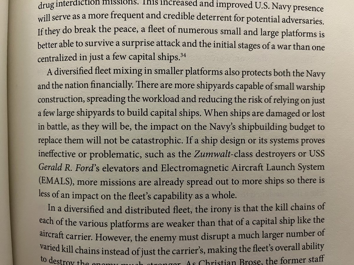 “A diversified fleet mixing in smaller platforms also protects both the Navy and nation financially. There are more shipyards capable of small ships warship construction, spreading the workload and reducing the risk of relying on just a few large shipyards to build capital