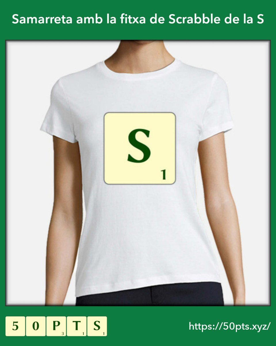 50pts_cat's tweet image. Samarreta per a dona amb la fitxa de Scrabble de la S

¿És el que buscaves? Entra al nostre web i troba totes les nostres samarretes inspirades en l'#ScrabbleEnCatalà. Amb totes les peces de l'#ScrabbleCAT per a dona i en 12 colors. Disponibles també per a homes.