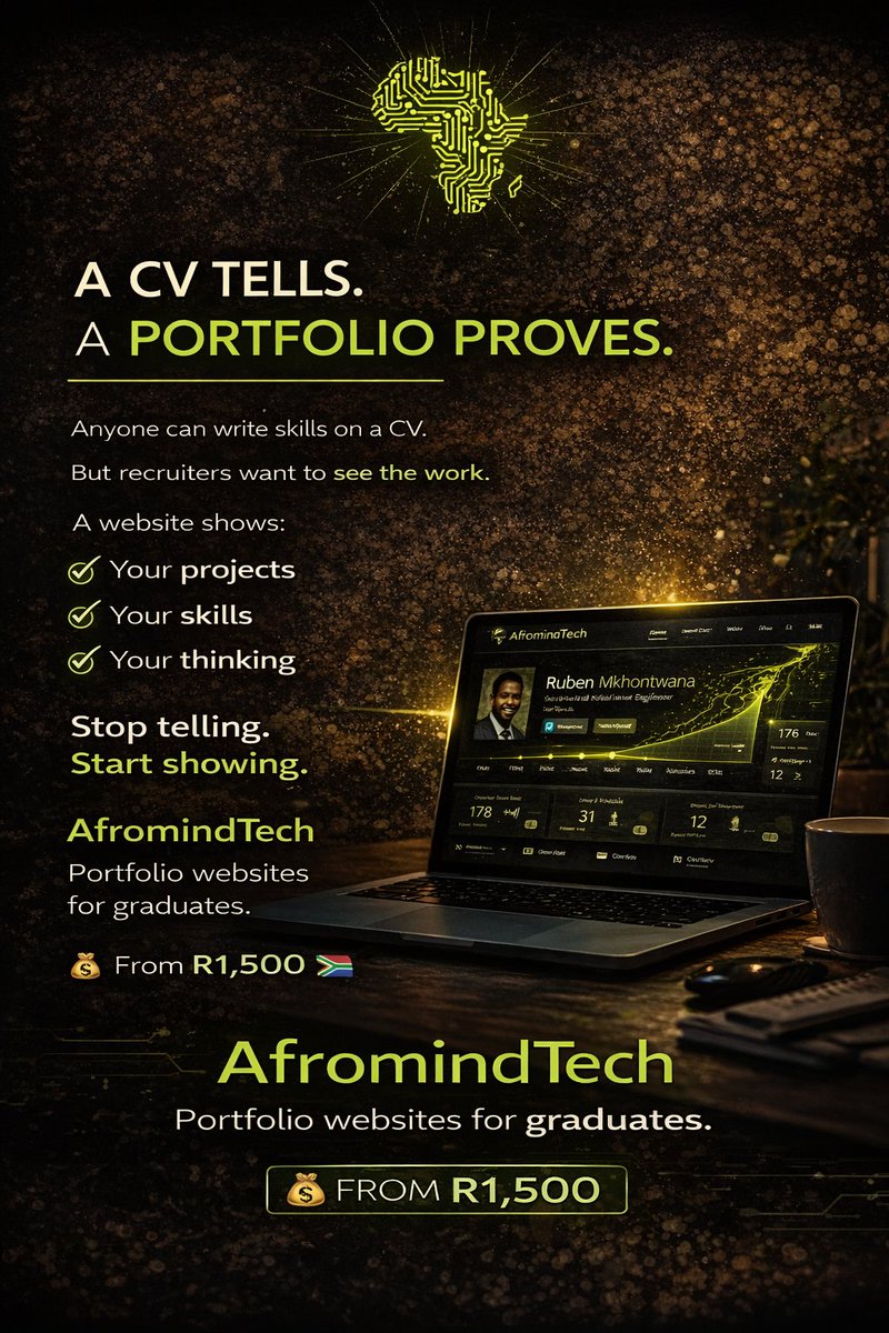 AfromindTech's tweet photo. @jehniiee #AfromindTech #PortfolioWebsite #SouthAfrica #AfricanTech #Graduates #JobSearch #TechAfrica #Limpopo #WebDesign #BlackTechAfrica #CareerGrowth #ProfessionalBrand https://t.co/tq4qDBcdFb