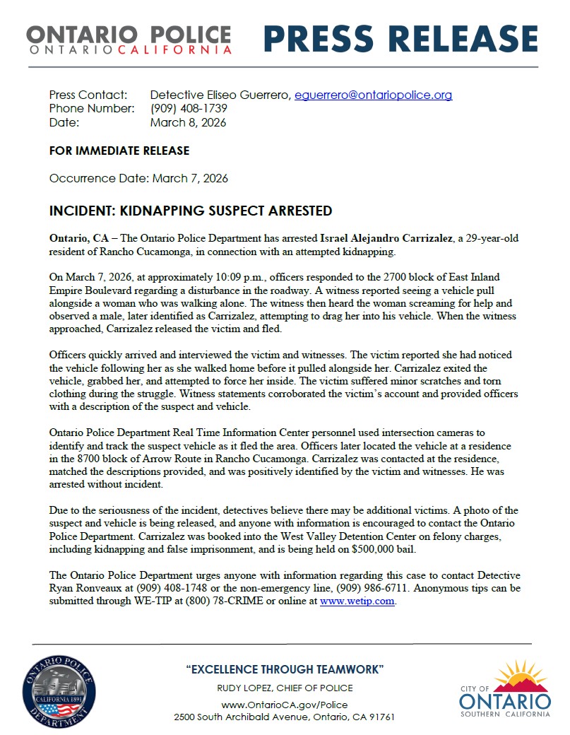 Ontario Police Department tweet media