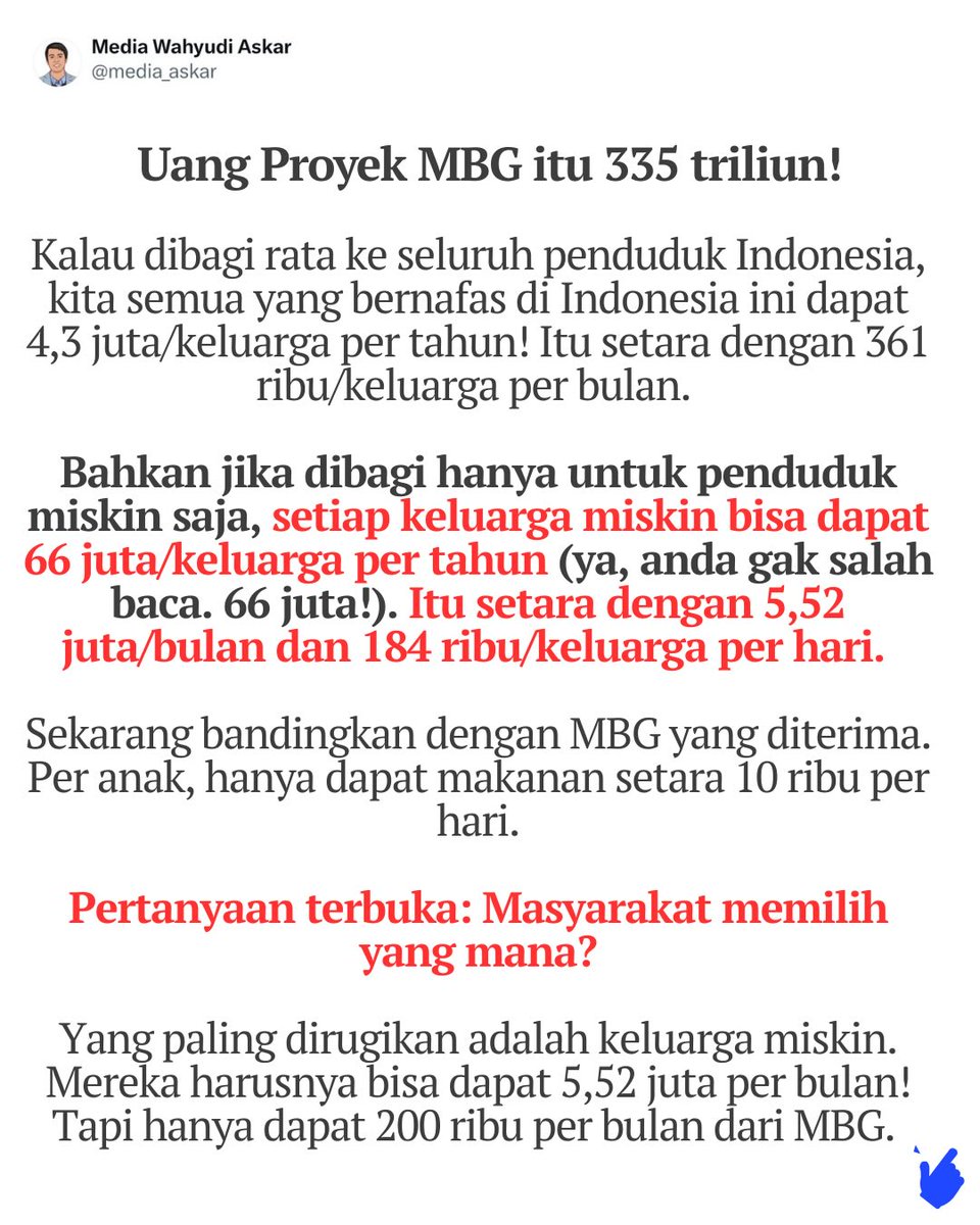 RefublikAteis's tweet image. program koplak!
masak yang katanya #NETIZEN 
kagak punya mampu untuk #tolakMBG

ya kalau gak mampu... ya... ya...ya...🤣
wong masih ada yg bilang program MBG bagus banget🤣