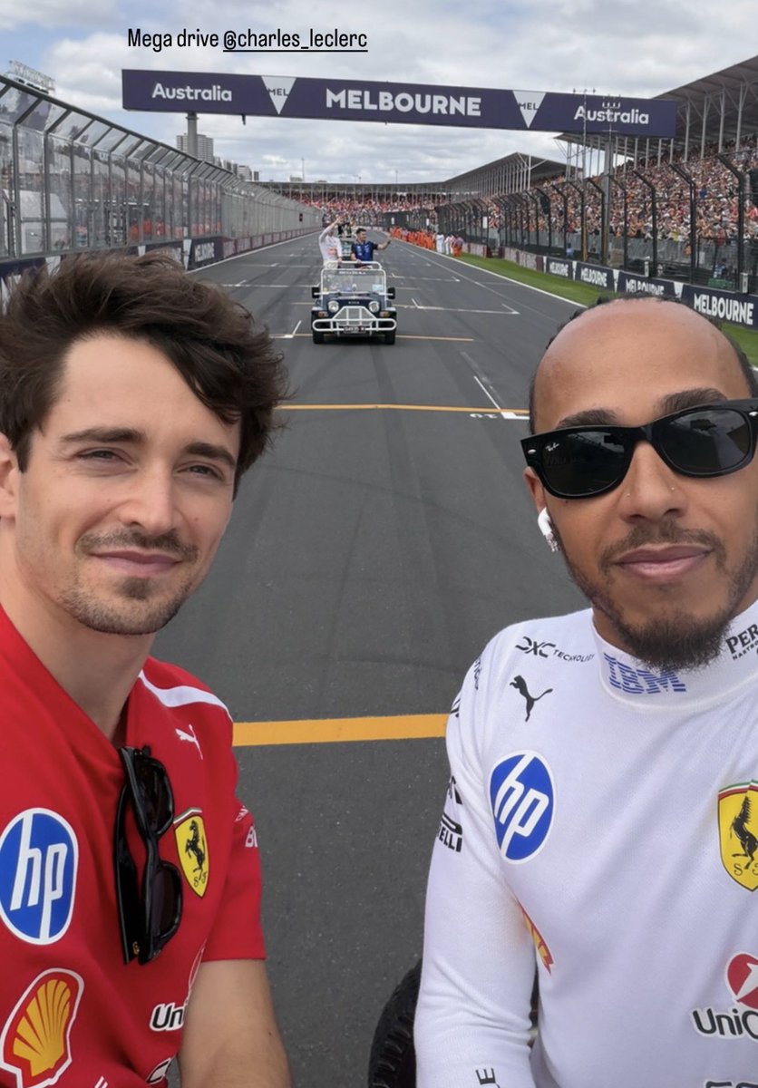 fiagirly's tweet image. Lewis Hamilton shared a selfie with Charles Leclerc: “Mega drive” 🫶🏽