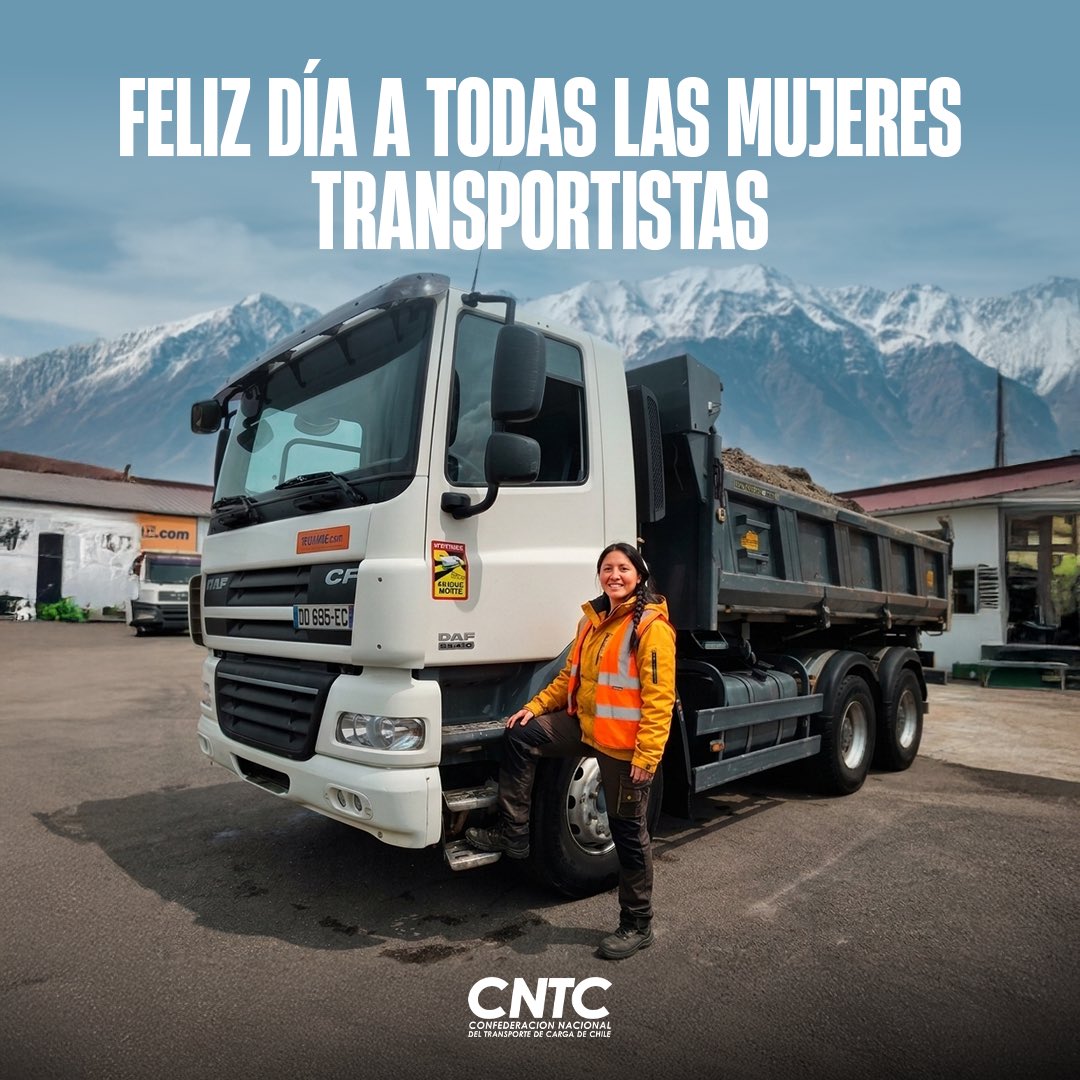 Hoy reconocemos a las mujeres que forman parte del transporte de carga en Chile. 🚛

Desde conductoras que recorren las rutas del país hasta empresarias, administrativas y trabajadoras de la cadena logística.

En la CNTC valoramos profundamente su aporte. ¡Gracias! 👏🚛