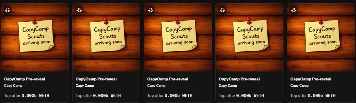 Just minted 5 <a href="/CapyCamp/">CapyCamp HQ</a> on <a href="/AbstractChain/">Abstract</a> ✳️
Thanks to <a href="/bearish_af/">BEARISH</a>  <a href="/RomyNFTs/">Romy ✳️</a> <a href="/myBUUMEE/">BUUMEE</a> 

Ready for the reveal, maybe I'll finally snag a 1/1 !