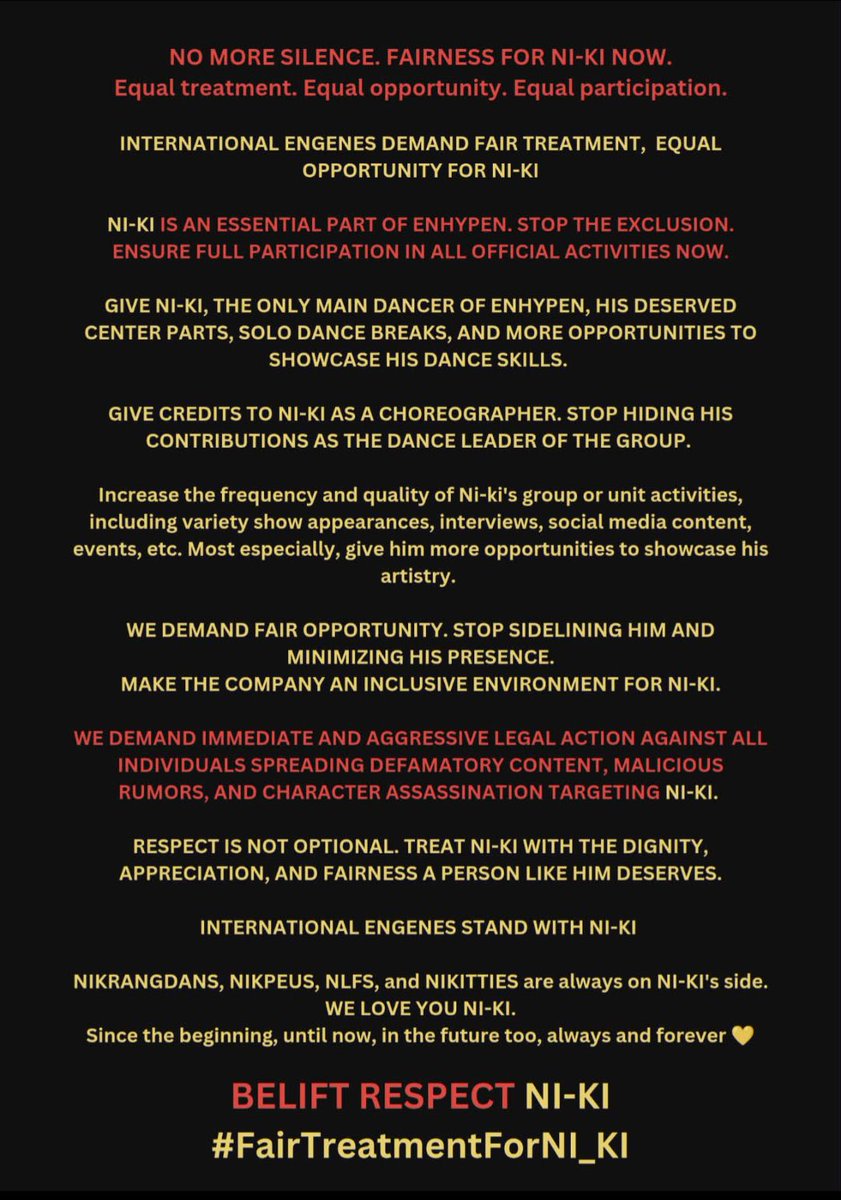 เอนจีนทุกคนช่วยกันทวิตเยอะๆได้ไหมคับ😭

BELIFT RESPECT NI-KI
#FairTreatmentForNI_KI 
<a href="/BELIFTLAB/">BELIFT LAB</a> <a href="/ENHYPEN/">ENHYPEN OFFICIAL</a>
