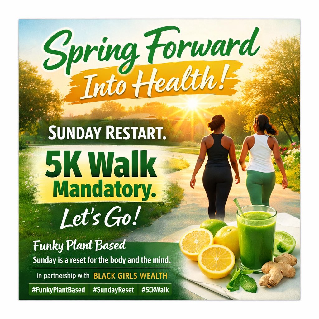 FunkyPlantBased's tweet photo. At Funky Plant-Based, health begins with discipline—movement, nourishment, and consistency. A simple commitment like a 5K walk sets the tone for the week ahead.

When the body moves, the mind sharpens.
When nutrition improves, energy improves. https://t.co/7Jdm6dzSX4