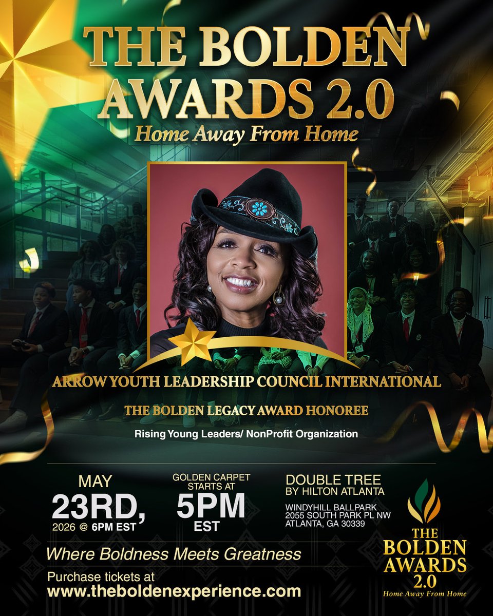 🏆 19TH BOLDEN HONOREE 🏆

Arrow Youth Leadership Council International receives the Bolden Legacy Award — one of our highest honors recognizing bold individuals and organizations building legacies that inspire generations.

🎟 20% OFF: BOLDEN
🌐 theboldenexperience.com