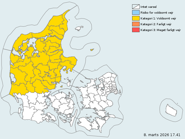 DMI-Wetterwarnsystem: Kategorien für Unwetterwarnungen in Dänemark