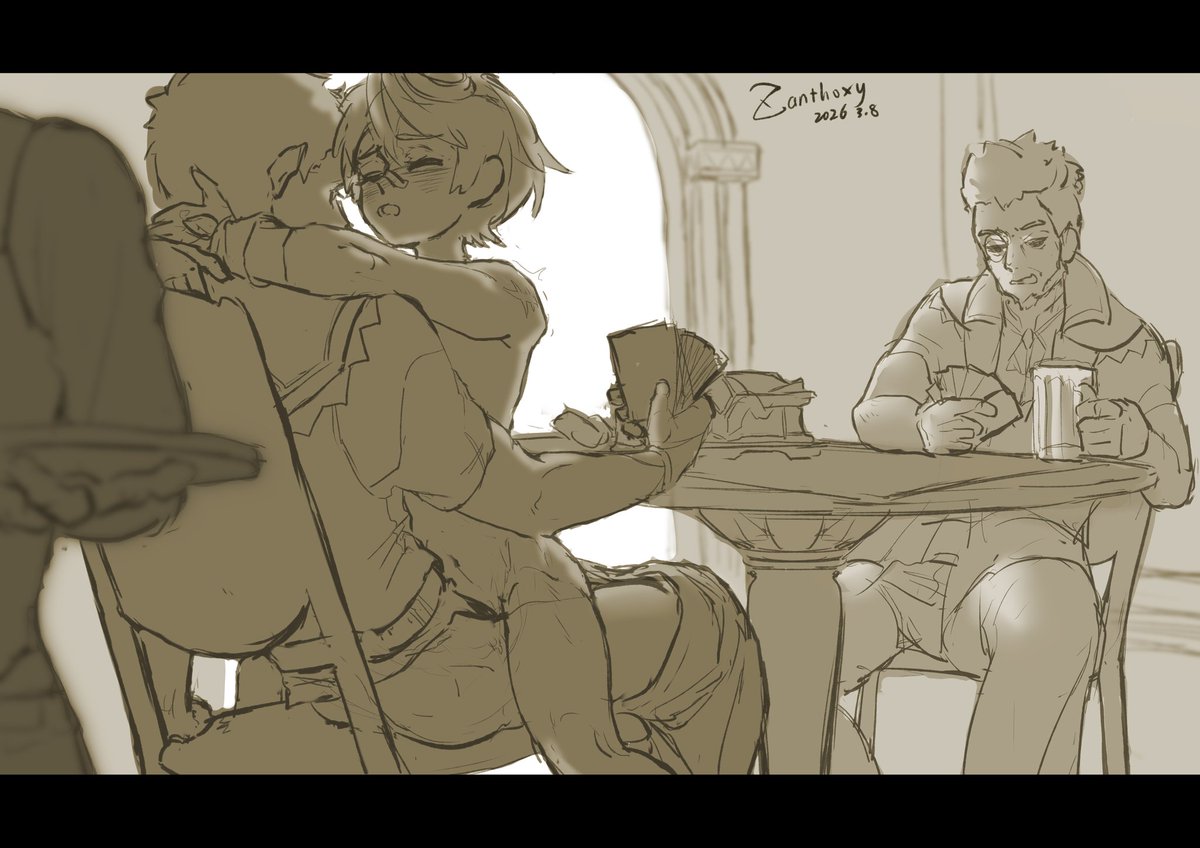 Zanthoxy's tweet photo. dventurers enjoyin a common day at Cat's Tail 
#GenshinImpact  #Bennett  #nsfw https://t.co/cFtwmyObxF