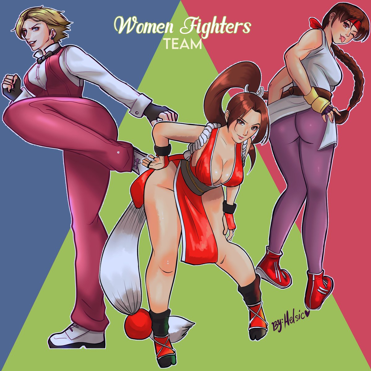 helsic's tweet image. Happy International Women's day!

It's the women fighters team! 

#KOF #Maishiranui #Yurisakazaki #King