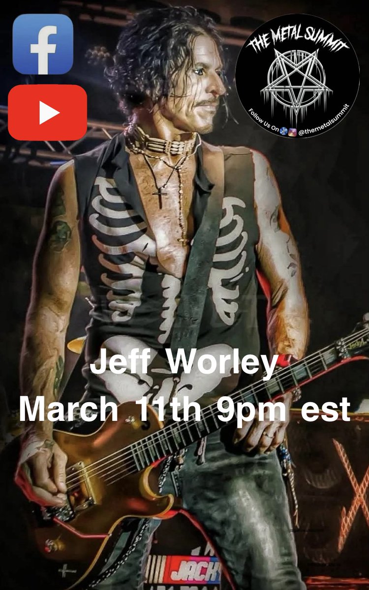 MetalSummit's tweet photo. Guest Announcement!!! The Metal Summit would like to welcome and express our excitement to have Jackyl’s Jeff Worley this Wednesday night. LIVE on the TMS Facebook and YouTube pages at 9pm est. #tms #themetalsummit #salemvampire #justarocknrolljunkie #guestannouncement https://t.co/KP9OLJr9tq