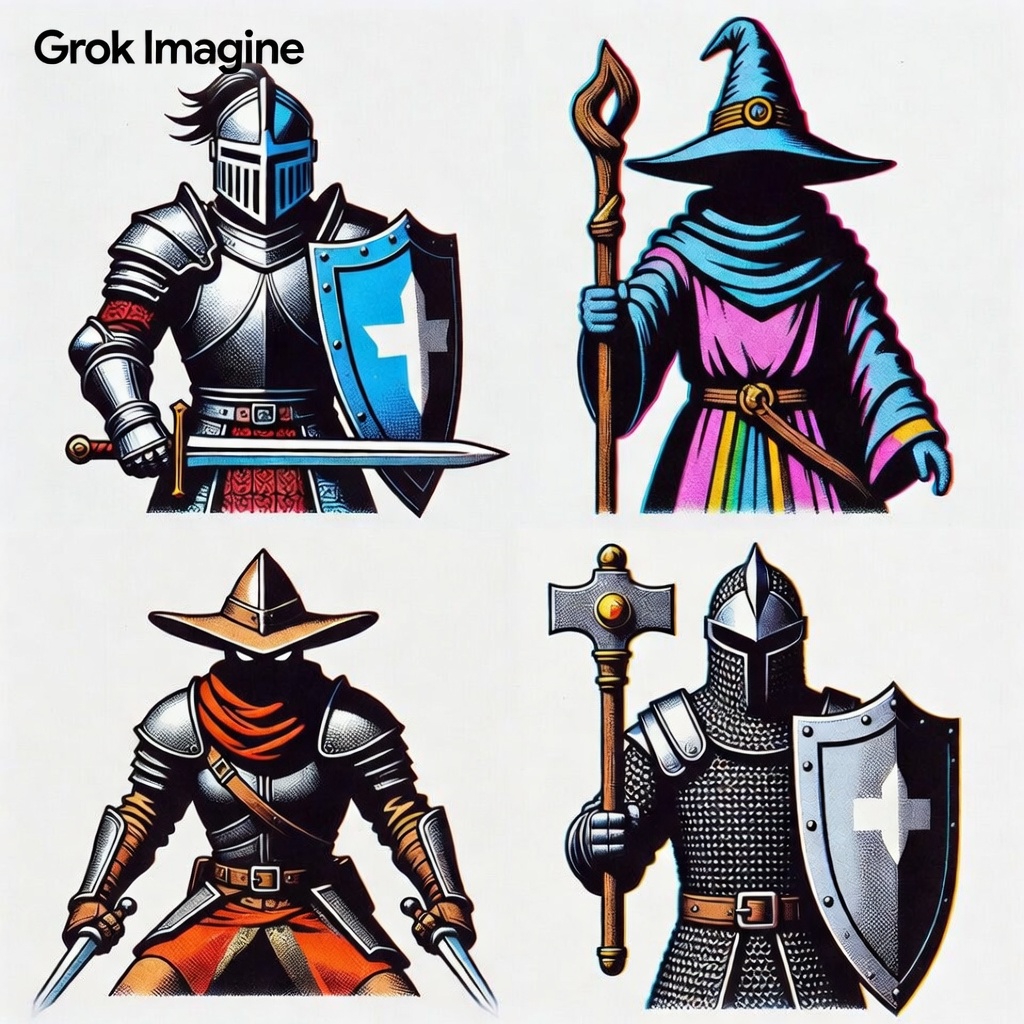 Testing "risograph" with random JRPG characters — here's what came out with Nano Banana 2 and Grok Imagine.